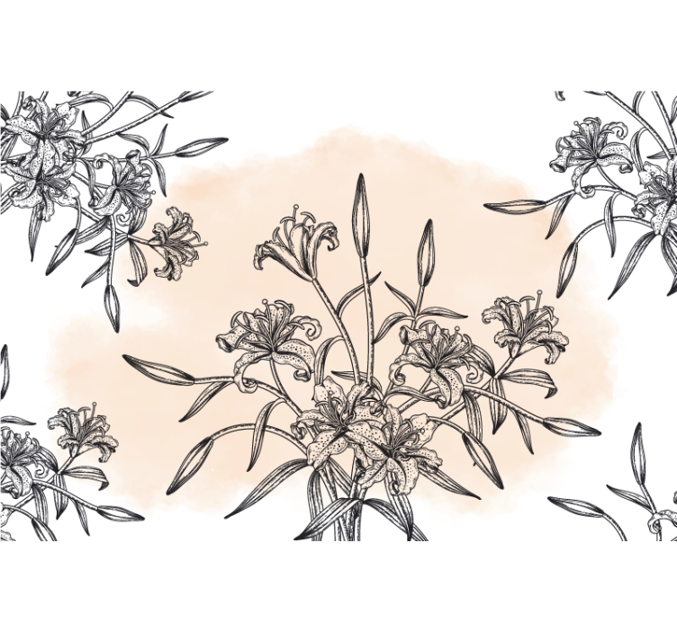 White window blind with panoramic lily wallpaper - TenStickers