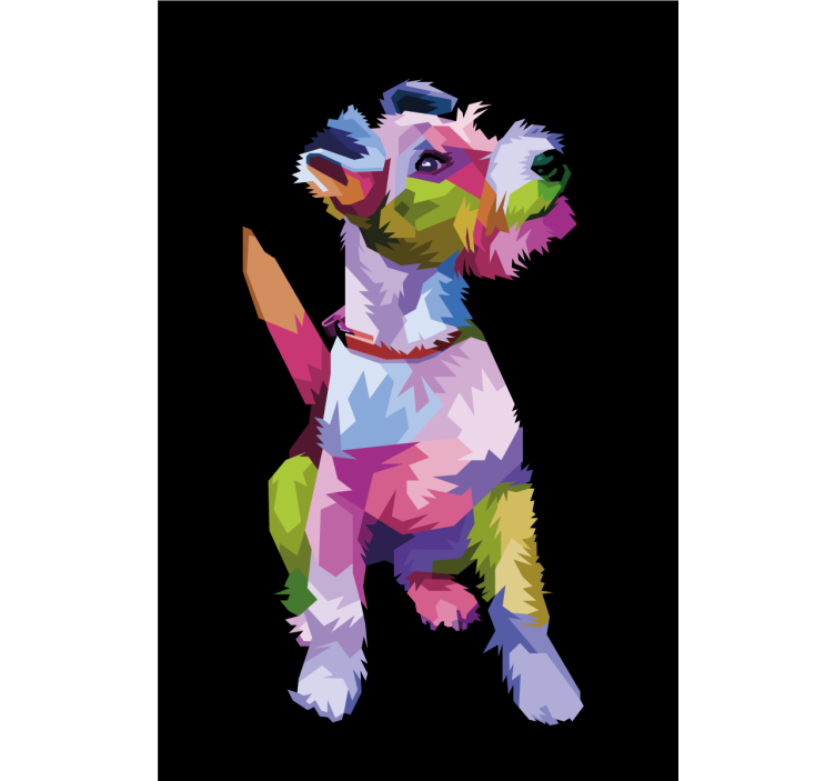 Living room blind geometric fox terrier design - TenStickers