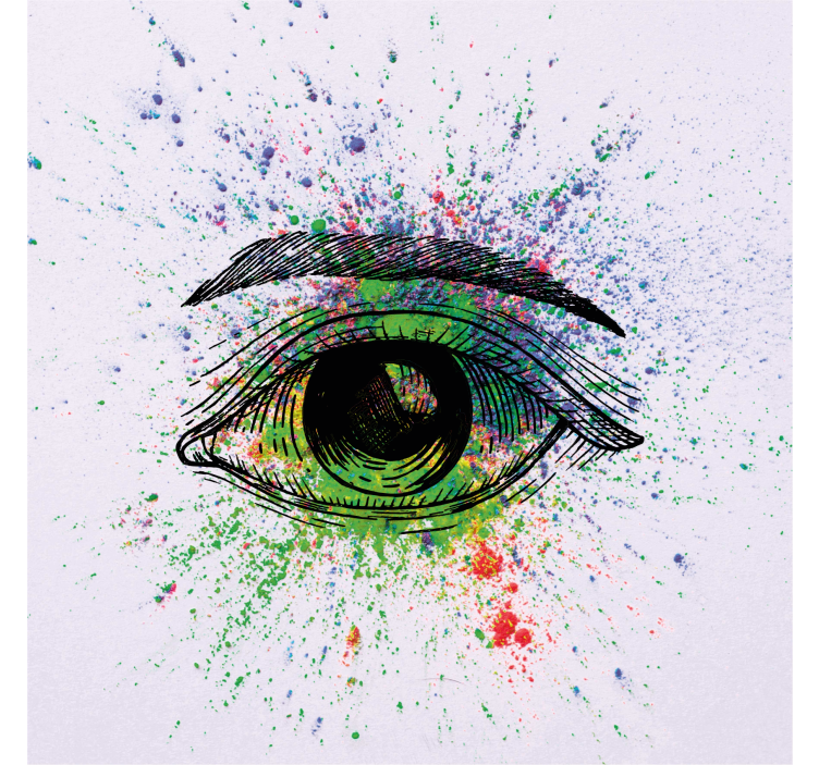 Living room blind with abstract colorful eyes - TenStickers