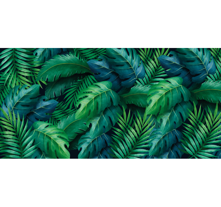 Living room blind with tropical elegant foliage - TenStickers