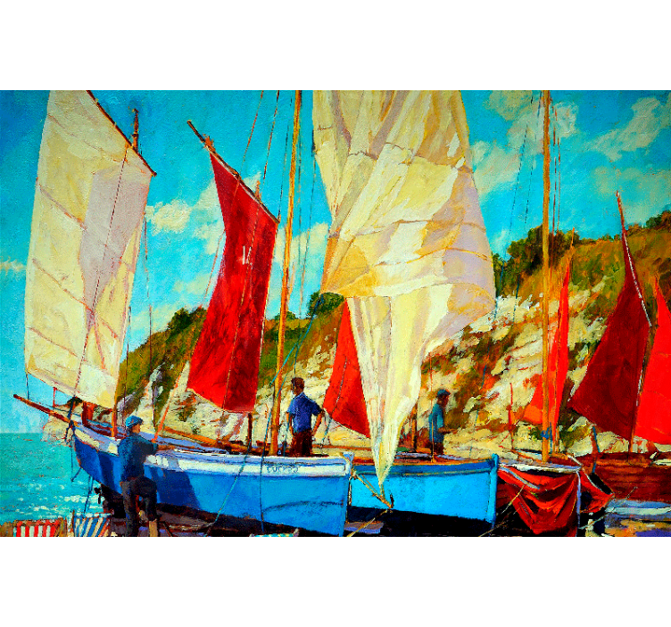 Living room blind three boats on the water - TenStickers