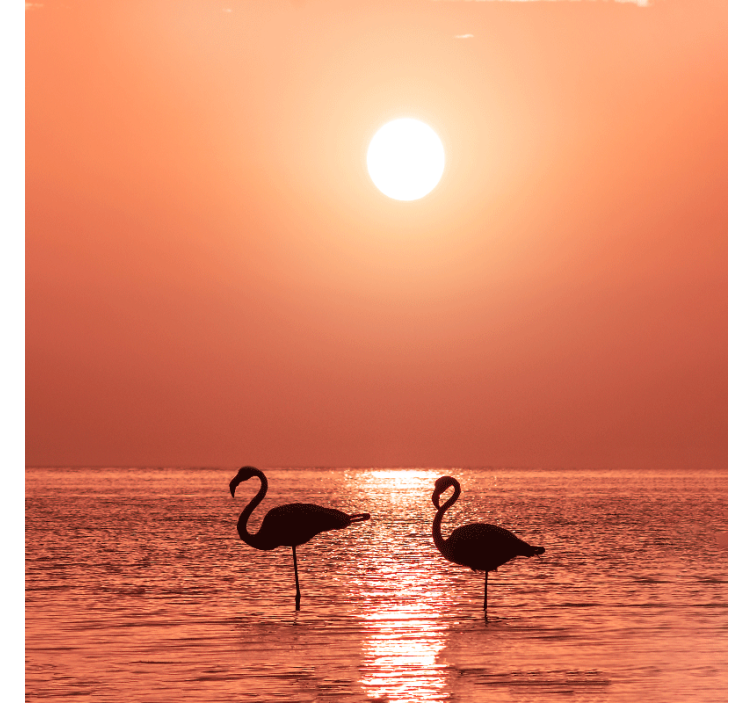 Living room blind featuring a lovely flamingo sunset - TenStickers