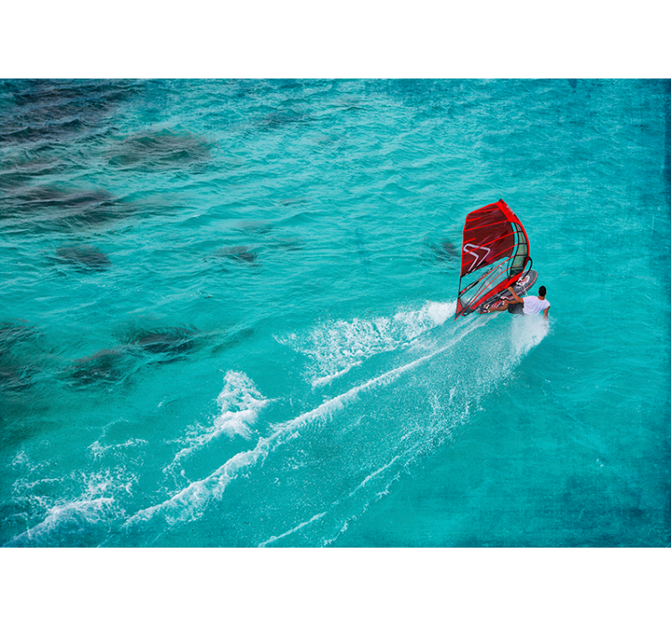 Blind blue windsurfer on the water - TenStickers