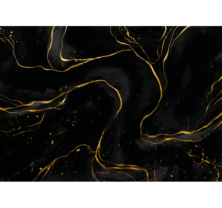 Living room blind in black and gold marble - TenStickers