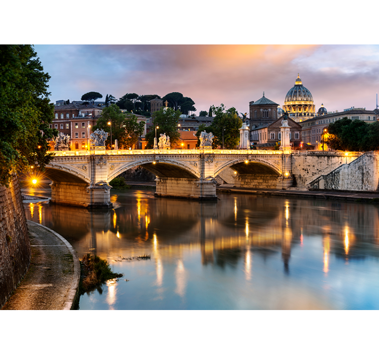 Living room blind view of rome from the tiber - TenStickers