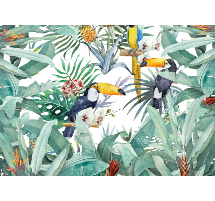 Living room blind painted jungle design - TenStickers
