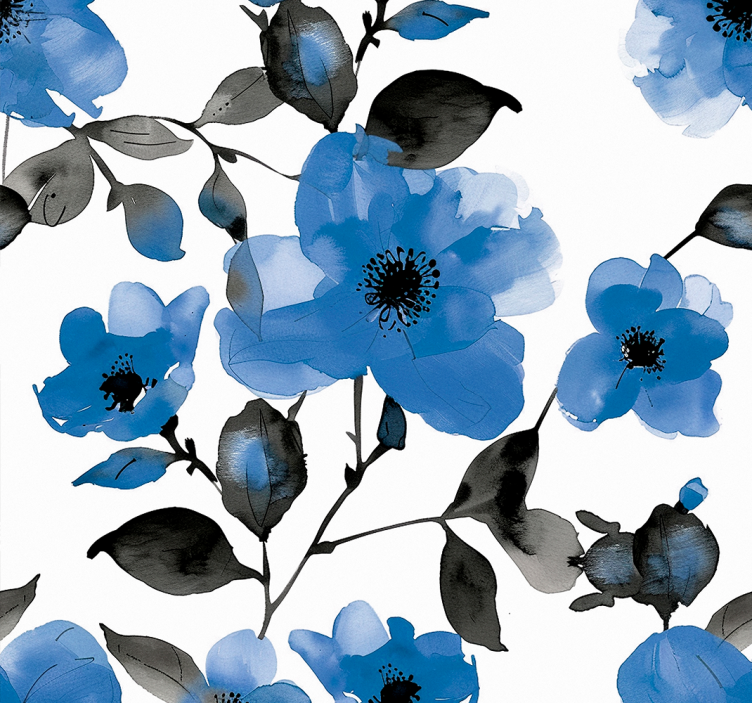 Blind blue blue poppies design - TenStickers