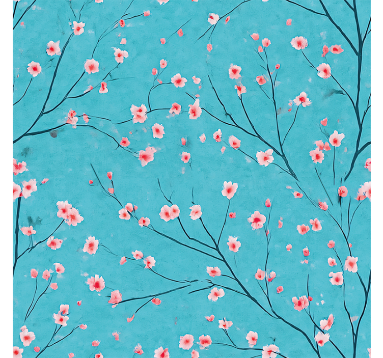 Blind blue teal cherry blossoms - TenStickers