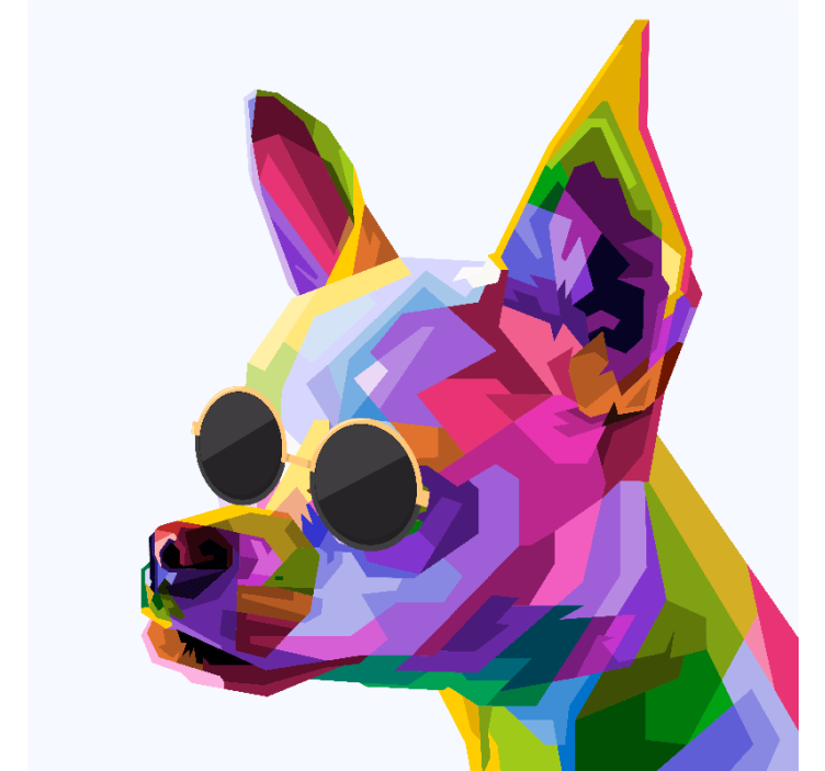 Living room blind multicolor chihuahua with glasses - TenStickers