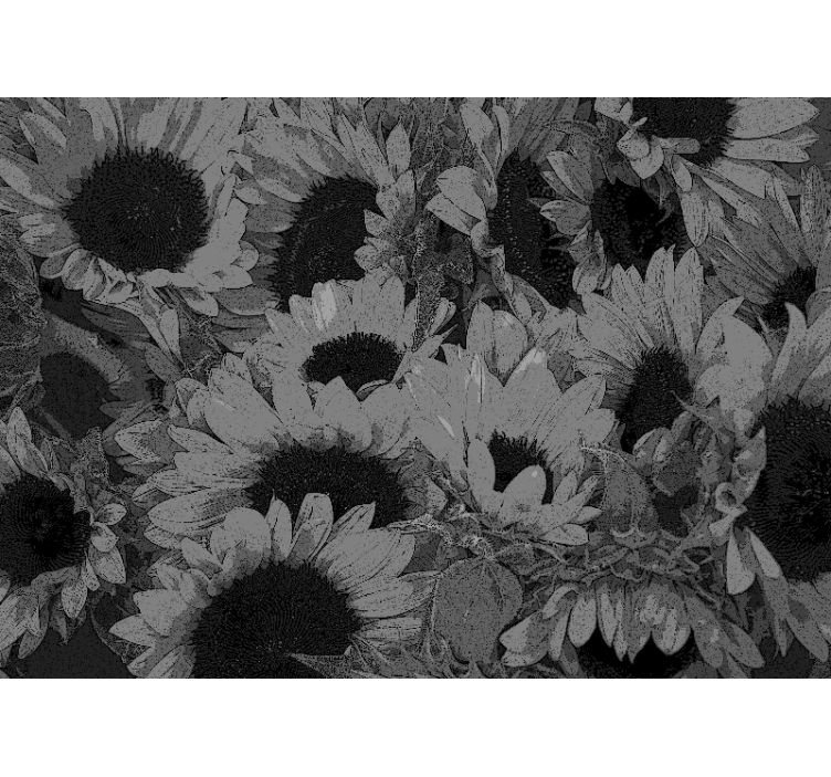 Living room blind black and white sunflower - TenStickers