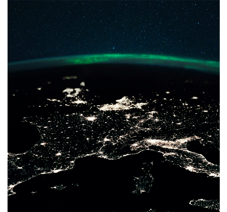 Living room blind northern lights stars and earth - TenStickers