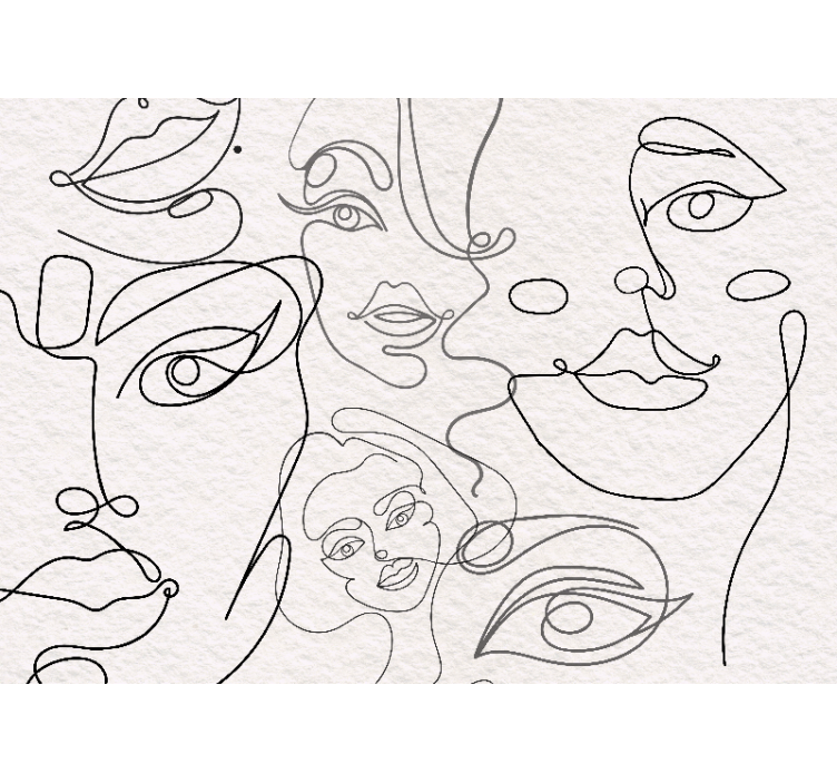 White window blind with minimalist face line art - TenStickers