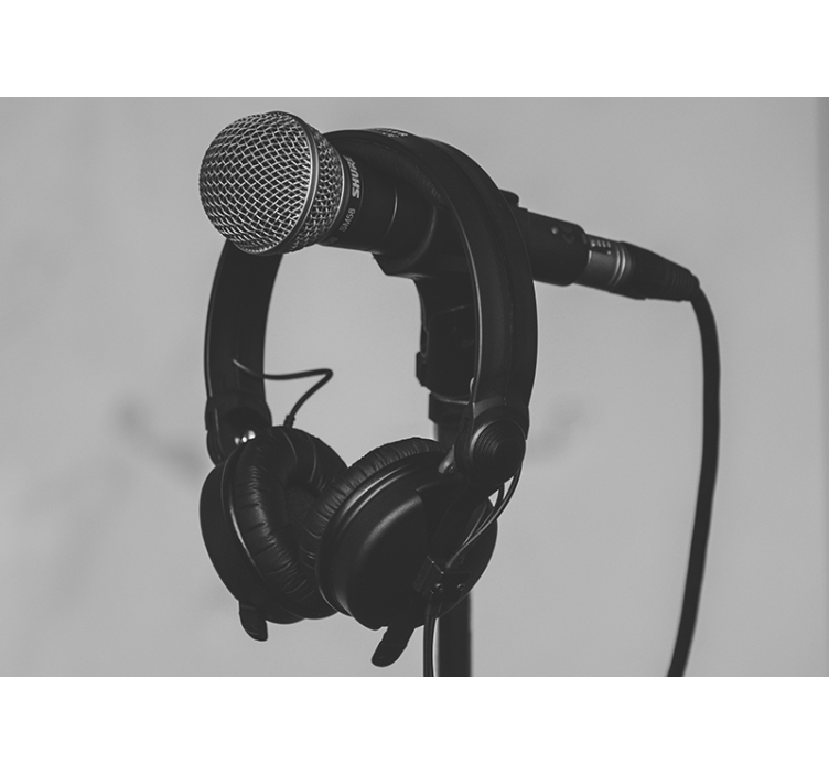 Blind grey microphone and headphones set - TenStickers