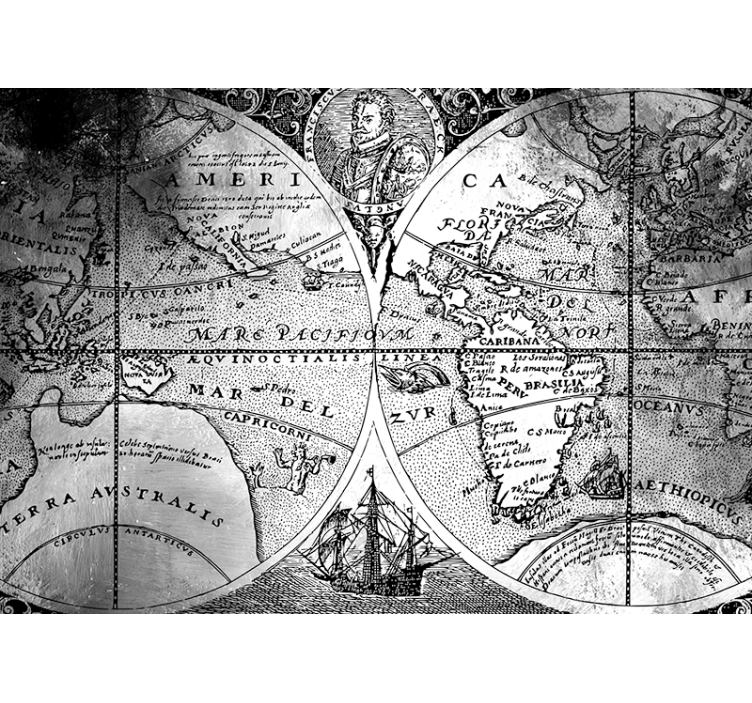 Blind grey monochrome world map - TenStickers