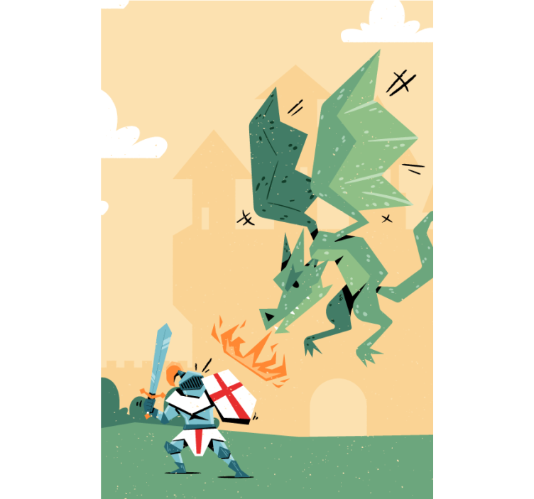 Knight Battles Dragon animals blind - TenStickers