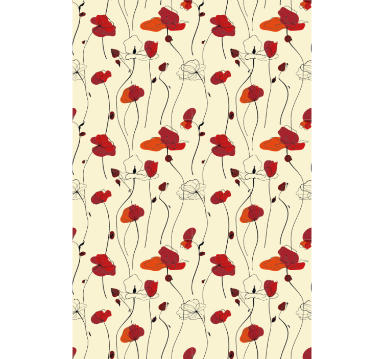 Poppies flower retro roller blind - TenStickers