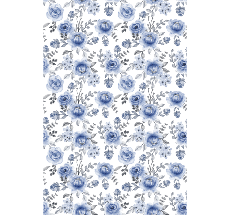 Floral roller blind in blue floral design - TenStickers