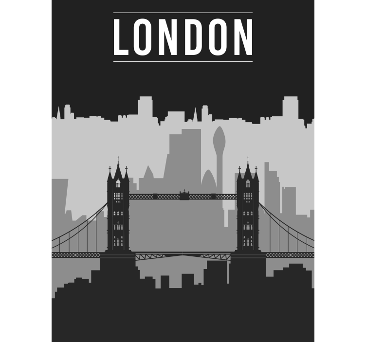 Black and gray London skyline Blind painting - TenStickers