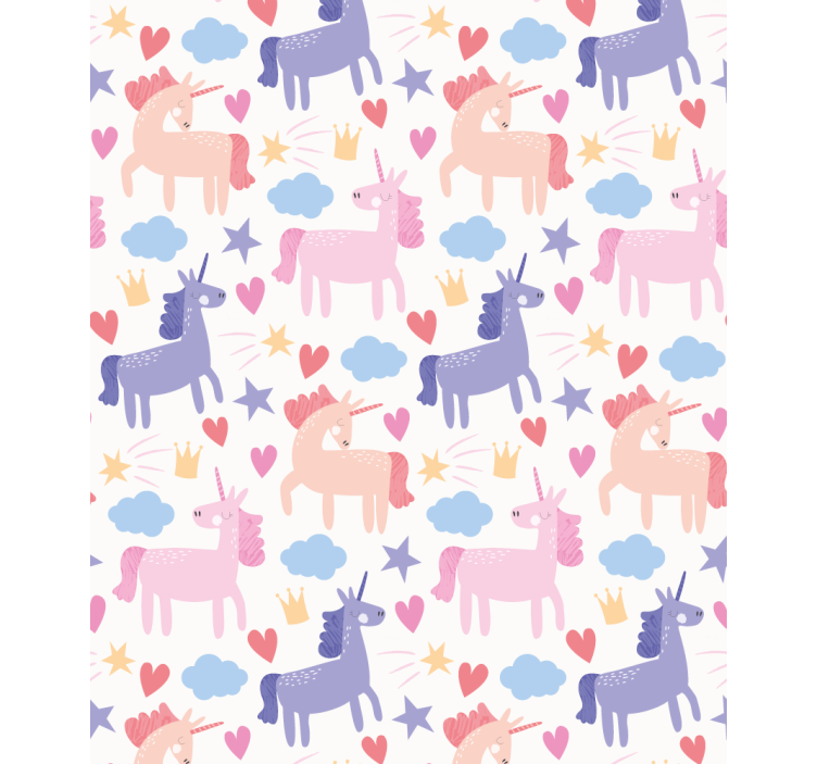Unicorn with hearts and stars kids roller blind - TenStickers