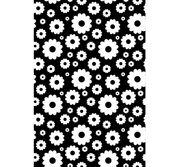 Floral roller blind Black and white blossom pattern - TenStickers
