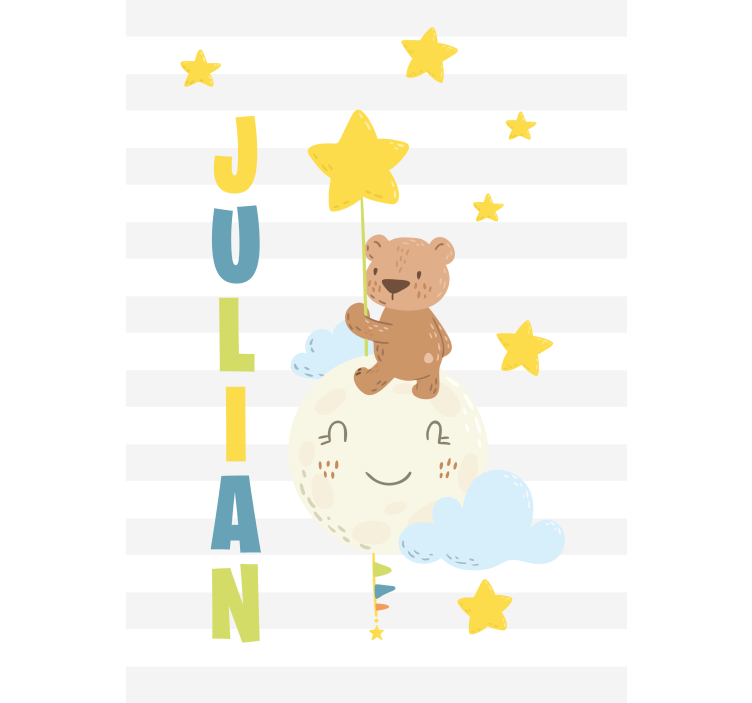 Bear holding star with name blind children - TenStickers