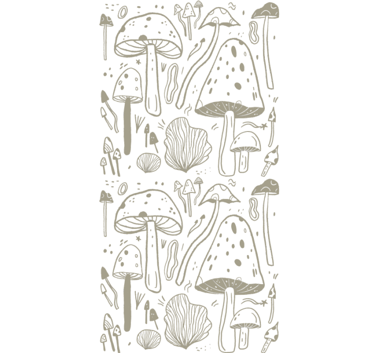 Stylised beige mushrooms blind flowers and plants - TenStickers