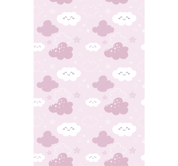 Pink clouds with white smiles kids roller blind - TenStickers