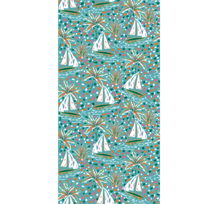 Sailing Boats and Palms floral roller blind - TenStickers