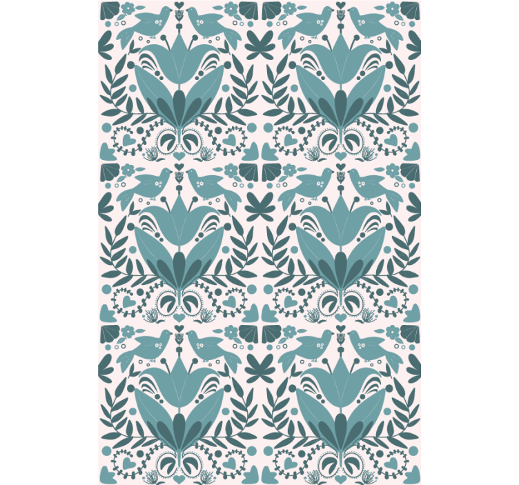 Pattern with Birds blind flowers and plants - TenStickers