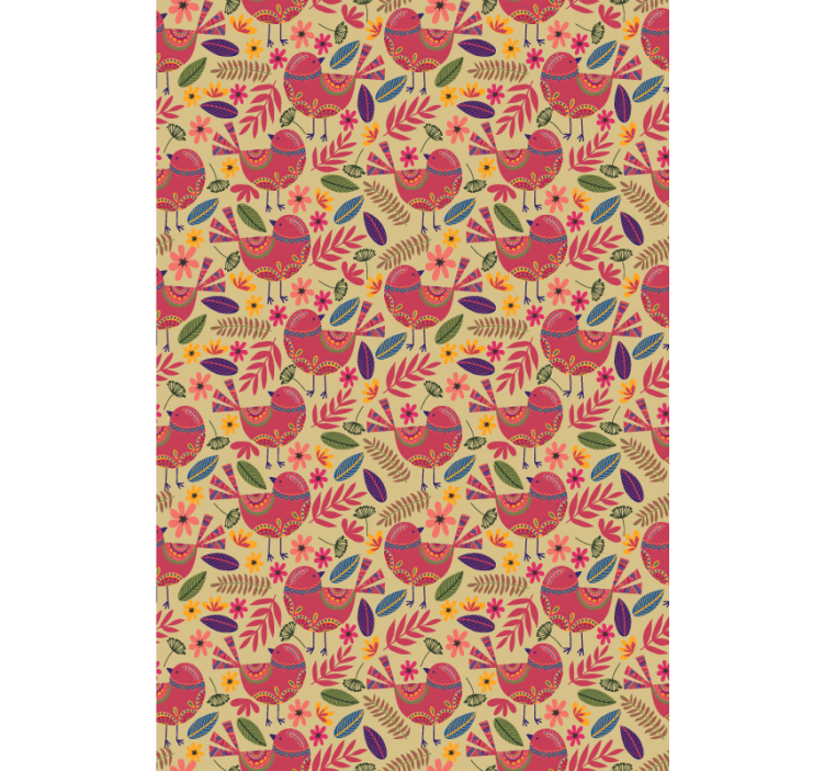 Floral roller blind Colorful birds folk art pattern - TenStickers