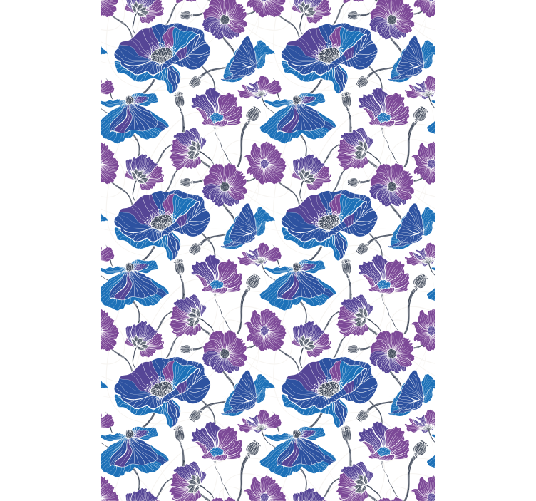 Blue and pink flowers and plants pattern roller blind  - TenStickers