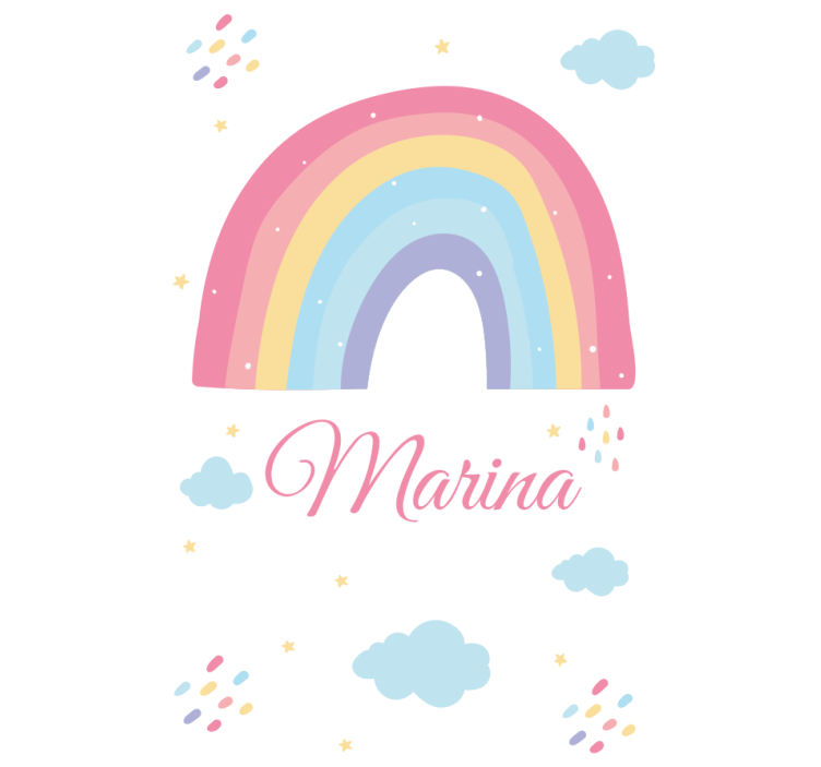 Pastel rainbow and cloud with name kids roller blind - TenStickers