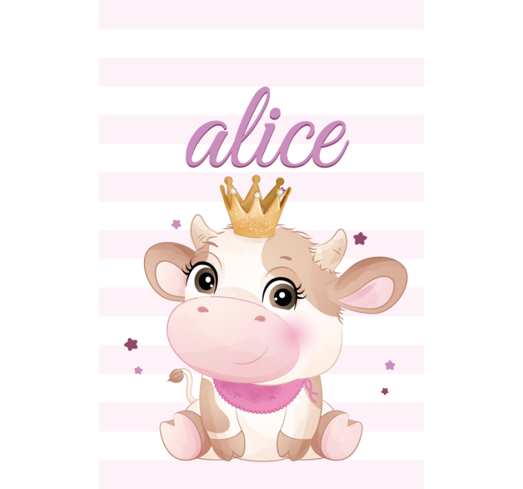 Crowned Cow With Name nursery roller blind - TenStickers