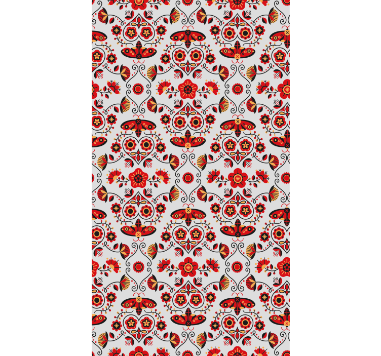 Polish red pattern floral roller blind - TenStickers