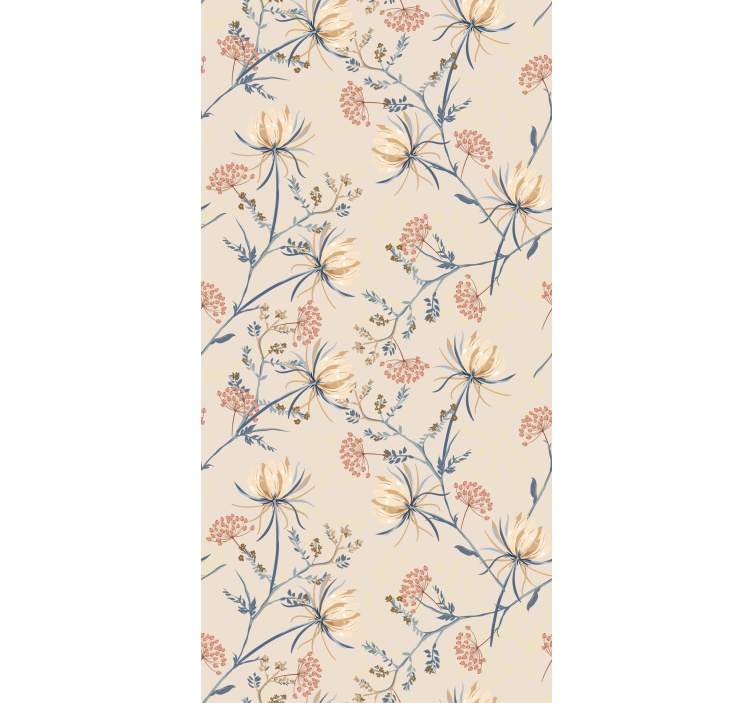 Floral Blossom Beige Pattern blind flowers and plants - TenStickers