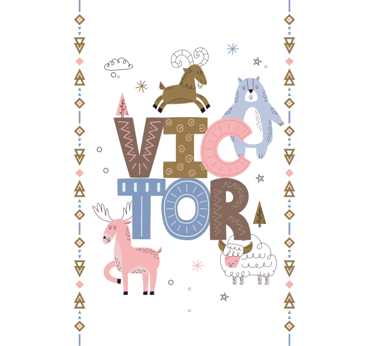 Kids animal design with name scandinavian blind - TenStickers