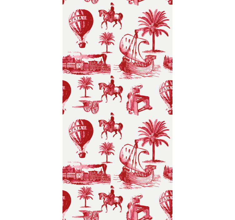Red red palm scenes retro roller blind - TenStickers