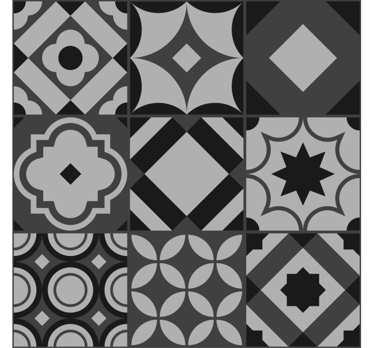 Tile pattern black modern kitchen blind - TenStickers