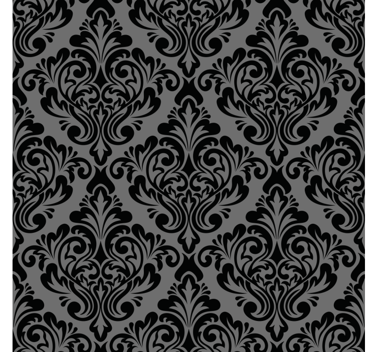 Black damask living room retro roller blind - TenStickers