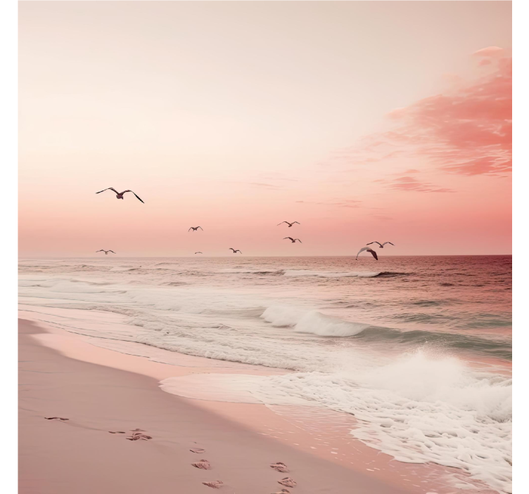 Original blind - Pink beach sky with birds - TenStickers