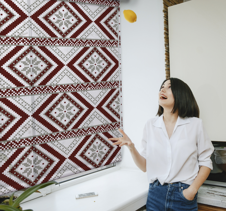 Pattern roller blind with geometric textile design - TenStickers