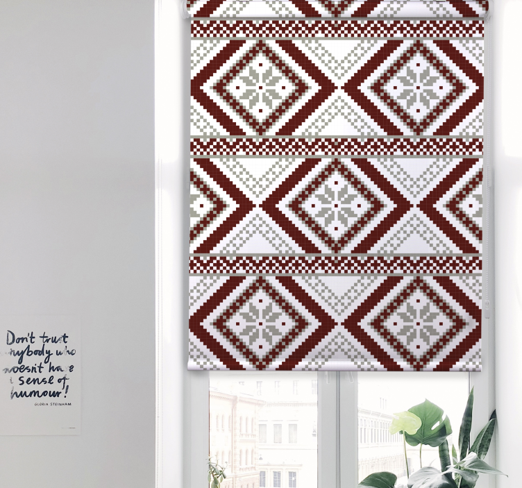 Pattern roller blind with geometric textile design - TenStickers