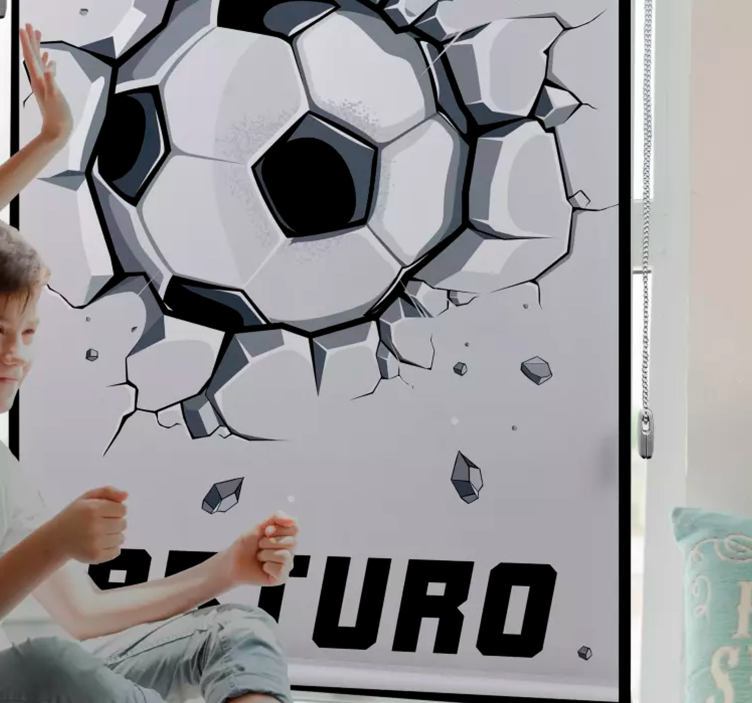Breaking ball with name kids roller blind - TenStickers