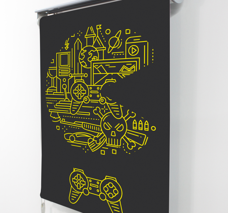 yellow pac game gamer roller blind - TenStickers