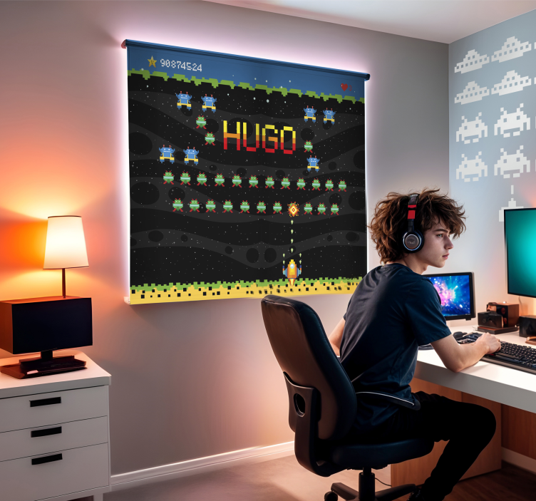 8 bits retro arcade personalised roller blind - TenStickers