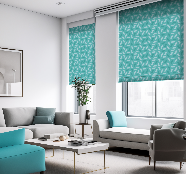 Abstract triangles pattern Turquoise blind - TenStickers