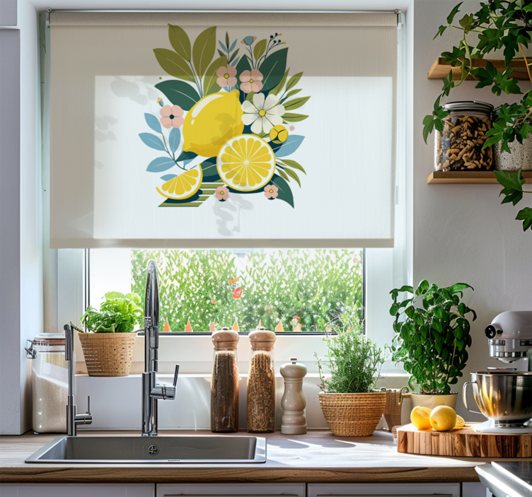 Artistic lemons kitchen blind - TenStickers