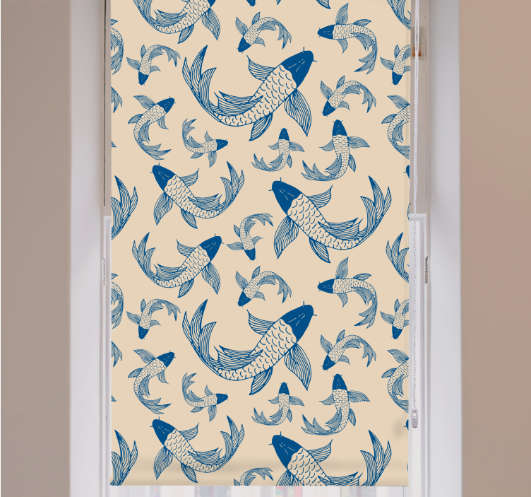 Beige and blue koi fish Living room blind - TenStickers