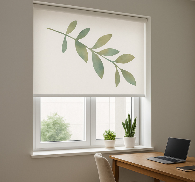 Big leaf roller blind office - TenStickers