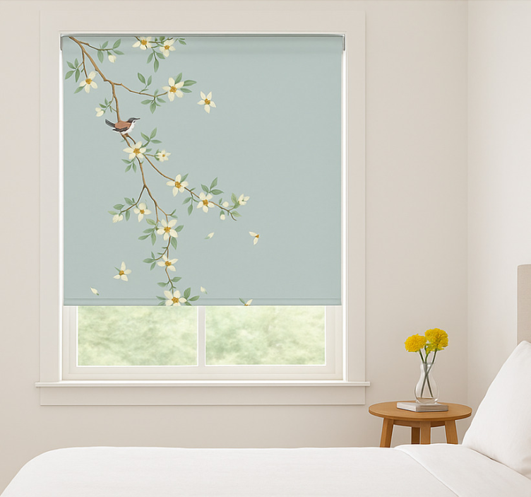 Blossoming branch birds master bedroom shades - TenStickers